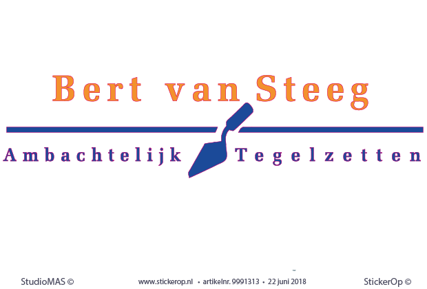 Muursticker zakelijke toepassing - logo Bert van Steeg Ambachtelijk Tegelzetten muurstickers zakelijke toepassing - logo Bert van Steeg