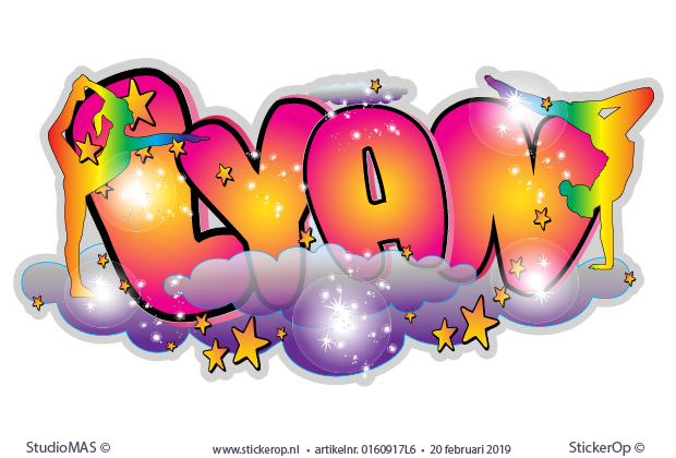 Graffiti naamsticker kinderkamer Lyan