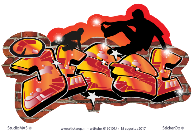 Muursticker graffiti thema sport - free running - Jesse muursticker graffiti sport free running - Jesse
