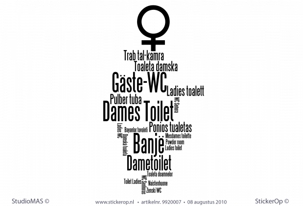 deursticker tekst internationaal damestoilet