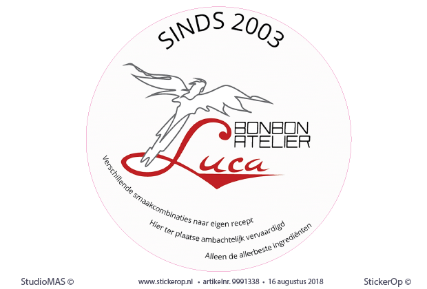 Zakelijk logo - Luca BonbonAtelier - logosticker Luca Bonbonatelier