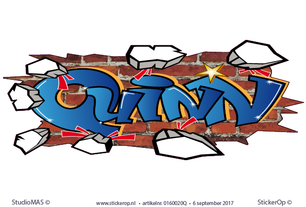 Muurstickers graffiti met eigen naam - Quinn