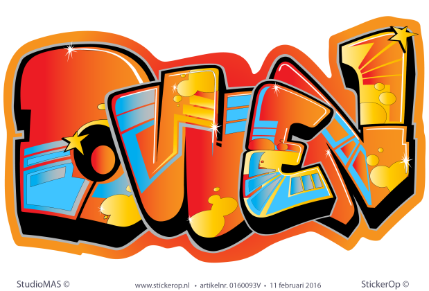 Muursticker full colour graffiti type A - Owen muursticker graffiti typeA Owen