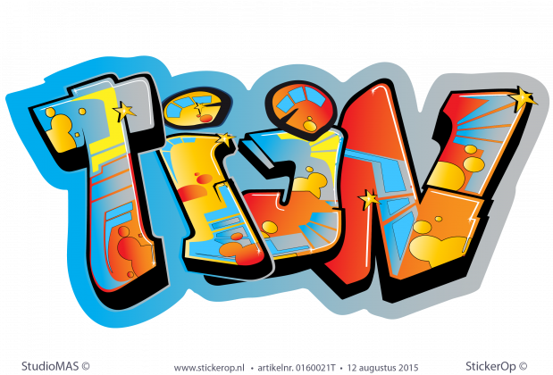 Muursticker graffiti - Tijn muursticker graffiti Tijn