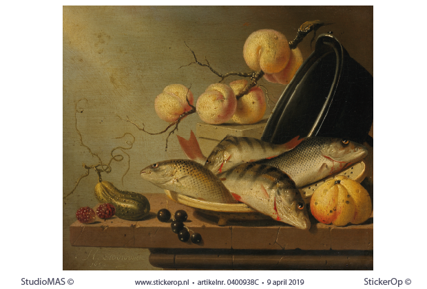 Stilleven met vissen en vruchten - originele uitsnede - Harmen Steenwijck met vissen en vruchten-Harmen Steenwijck-origineel