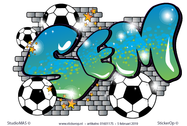 graffiti met eigen naam en voetbal - Sem