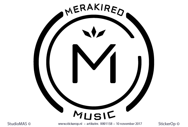 Muursticker zakelijk logo - Merakired Music logo - Merakired music