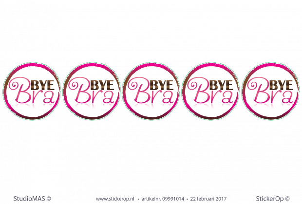 Deursticker zakelijk logo - Bye Bra - 5 stuks 25 x 25 cm deurrsticker zakelijk logo Bye-Bra