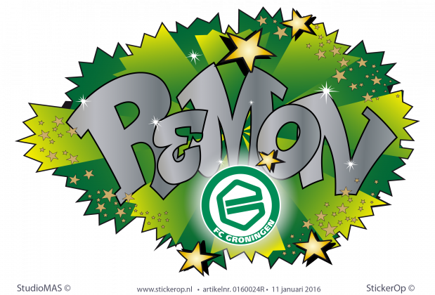 Muursticker graffiti - FC Groningen - Remon muursticker graffiti FCGroningen Remon
