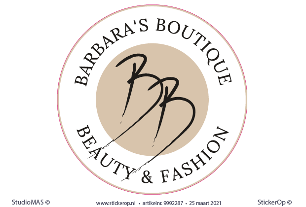 raamsticker eigen logo - statisch hechtend - Barbaras Boutique