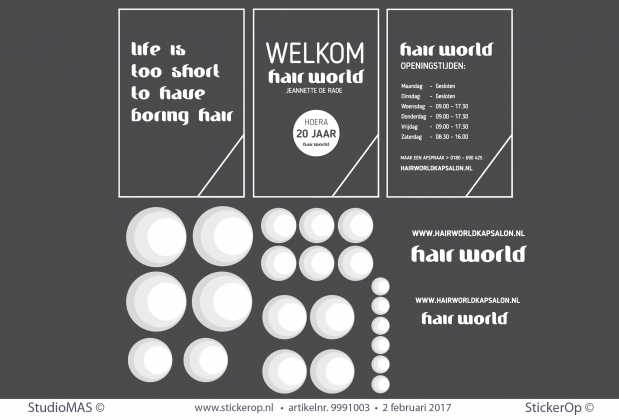 Raamstickers Hairworld Kapsalon Raamstickers Hairworld kapsalon