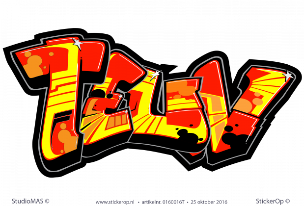 Deursticker full colour graffiti - Teun muursticker graffiti type A Teun