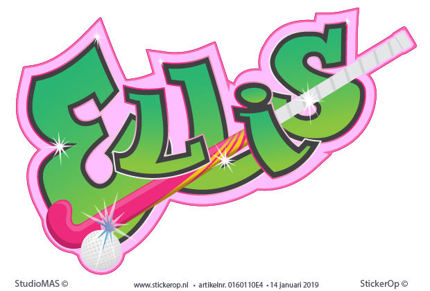 graffiti thema hockey - Ellis in roze graffiti thema sport - Hockey - Ellis