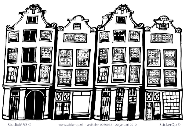 Muurstickers thema muursticker de wereld grachtenhuizen amsterdam