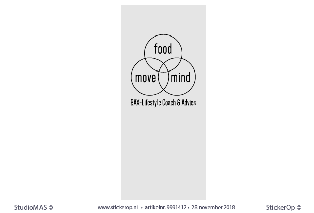Raamsticker zakelijk logo - Bax lifestyle coach & advies