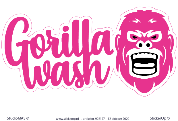 Muursticker van eigen logo - Gorilla Wash - muursticker eigen logo - Gorilla Wash