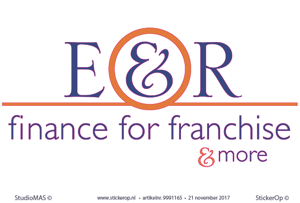 Muurstickers zakelijke toepassing - logo E & R finance for francise voor zakelijke toepassing - logo E R Finance