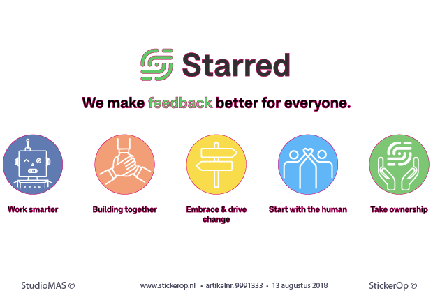 Bedrijfsstickers - Starred's values - vrijstaand uitgesneden - Starred Usps