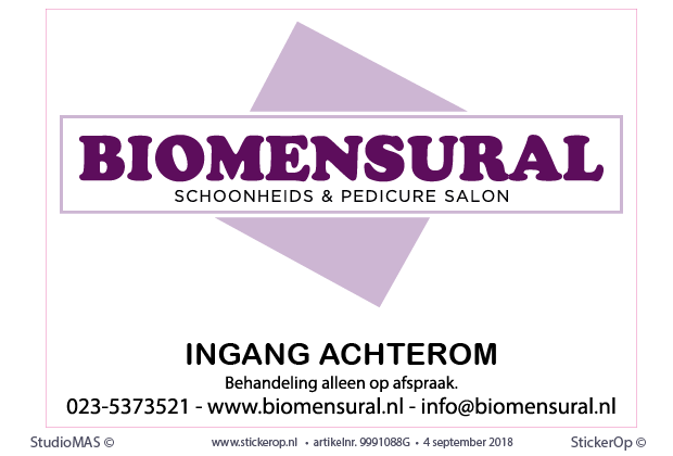 Sticker met logo en aanvullende tekst - Biomensural