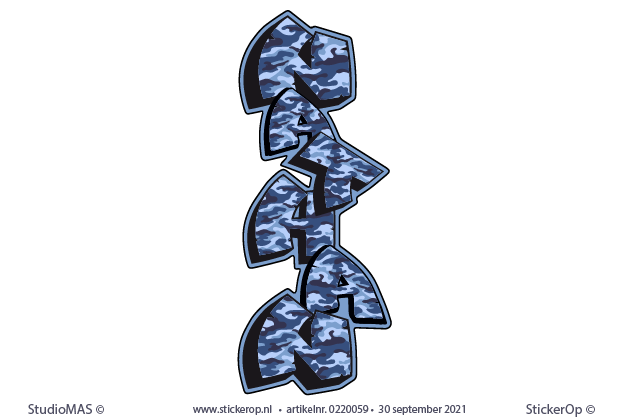 Naamsticker camouflage blauw - Nathan camouflage blauw - Nathan