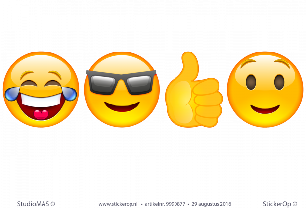 Muurstickers zakelijk emoji's - 4 stuks elk 130 cm hoog Muurstickers zakelijk Emojis