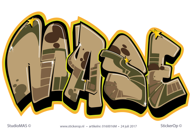 Muursticker graffiti in legerkleuren - Mase muursticker graffiti legerkleuren - Mase