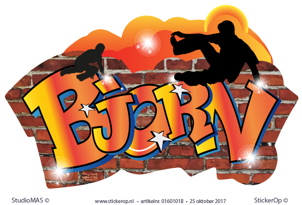 Muurstickers graffiti thema sport - Freerunning - Bjorn muursticker graffiti sport free running - Bjorn