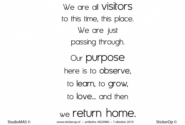 Muurstickers Engelse quotes - We are all visitors We are all visitors