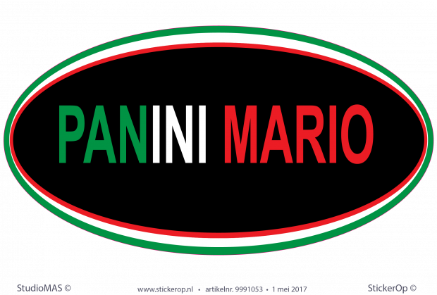 Muursticker zakelijk logo - Panini Mario muursticker logo panini Mario