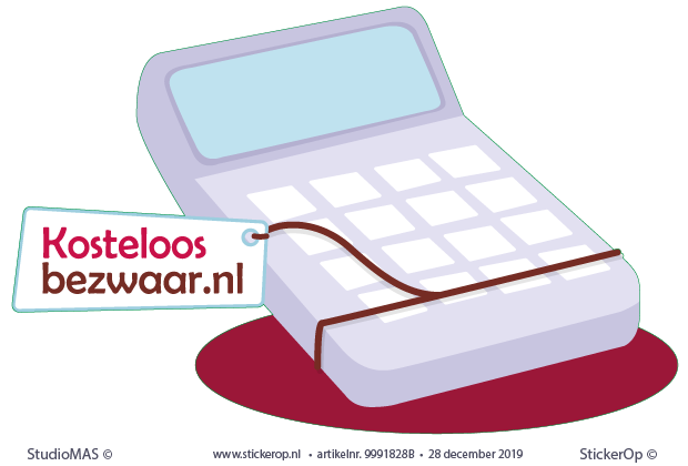 Muurstickers zakelijk gebruik - illustratie rekenmachine - Kosteloos Bezwaar zakelijk gebruik - illustratie rekenmachine - Kosteloos Bezwaar