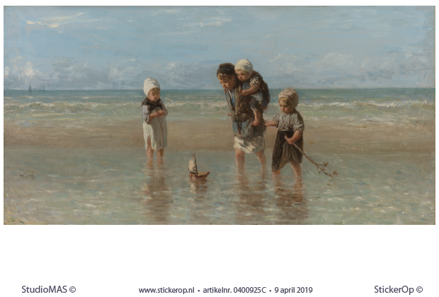 Muursticker Kinderen der zee - originele uitsnede - Jozef Israëls der zee-Jozef Israels-origineel