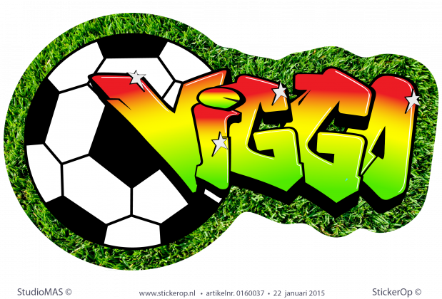 Graffiti muursticker voetbal - Viggo muursticker graffiti voetbal viggo