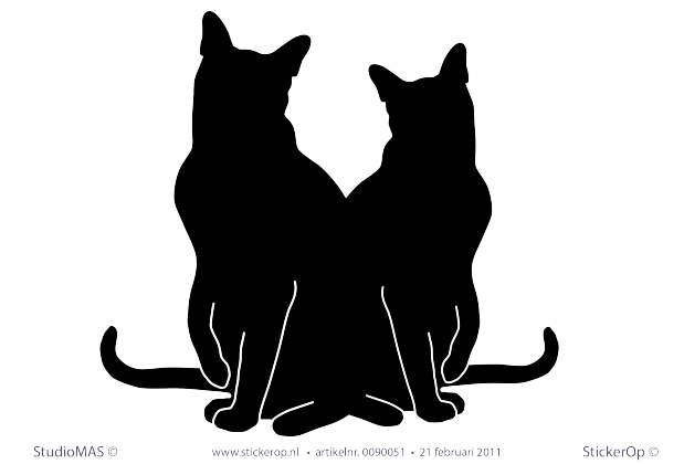 Muurstickers thema muursticker dieren katten samen
