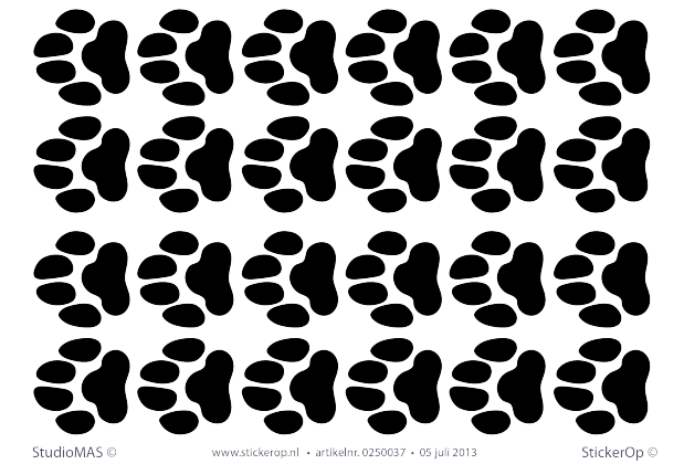 Muurstickers decoratie zelf maken - Dieren pootjes 3 cm - 24 stuks muursticker zelf maken pootjes 3 cm