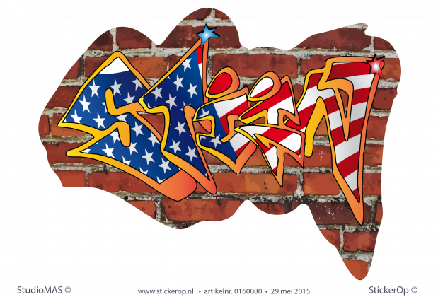 muursticker graffiti stijn amerikaan