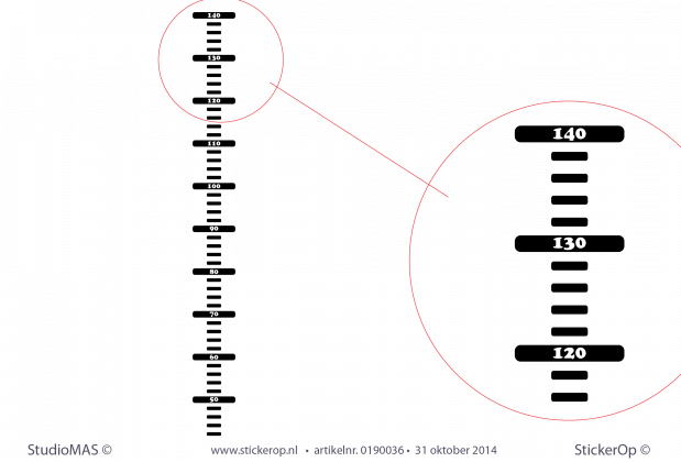 muursticker kinderkamer groeimeter 50 tot 140 cm