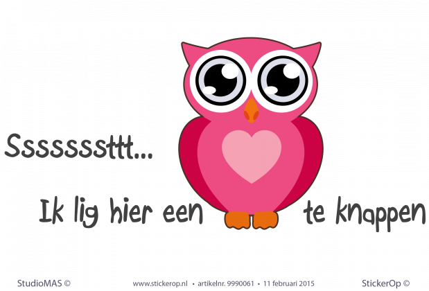 Muursticker van eigen tekst en tekening - Renate's uiltje knappen muursticker van eigen tekening Renates uiltje knappen