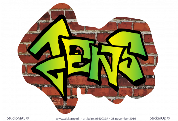 muursticker graffiti stenen muur Jens