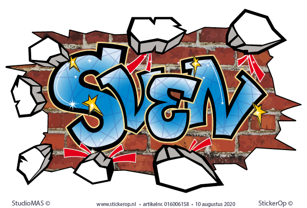 Muursticker graffiti met eigen naam Sven muursticker graffiti Sven