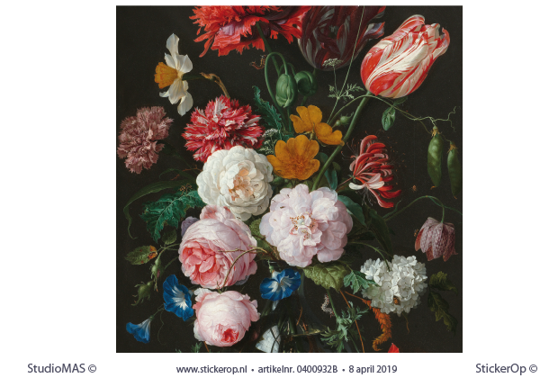 Stilleven met bloemen - vierkant uitsnede - Jan Davidsz. de Heem met bloemen-Jan Davidsz de Heem-vierkant