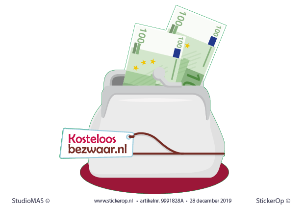 Muurstickers zakelijk gebruik - illustratie portemonnee - Kosteloos Bezwaar zakelijk gebruik - illustratie portemonee - Kosteloos Bezwaar