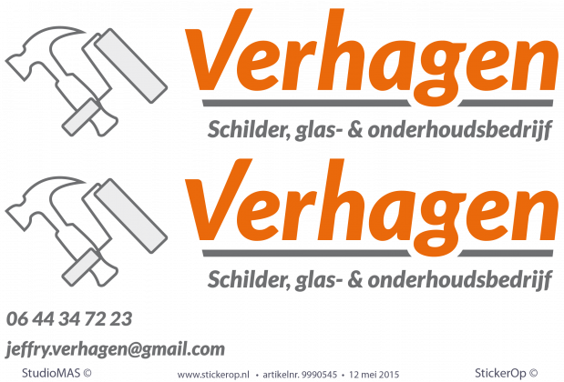Zakelijke autobelettering Verhagen muursticker zakelijk logo auto belettering verhagen