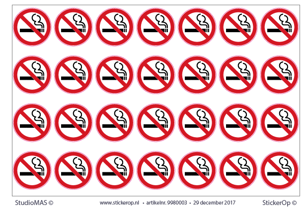 stickers - niet roken 4 cm