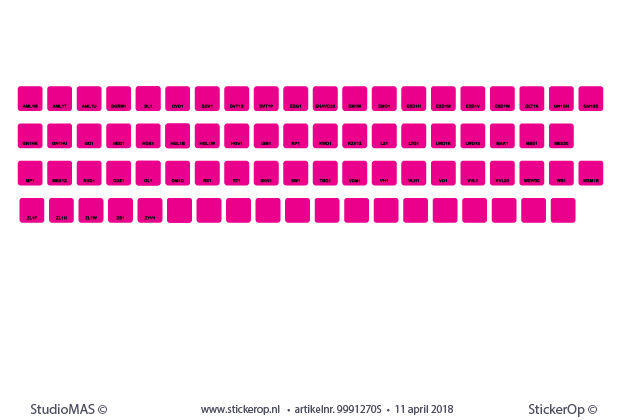 Muurstickers zakelijk gebruik - Stationsnamen Enexis Netbeheer - 78 stuks van 2,5 x 2,5 cm muurstickers Stationsnamen - Enexis netbeheer