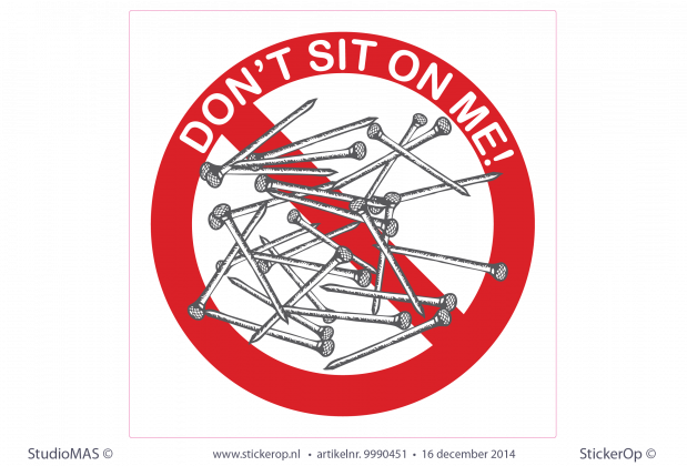 125 stuks Don't sit on me! 10x10 cm - full colour, watervast en kleurecht zakelijk stickers dont sit on it