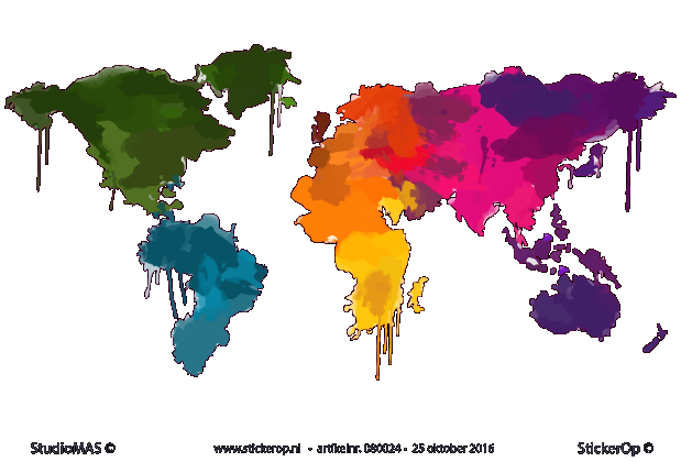 Muursticker full colour wereldkaart muursticker wereldkaart kleurig 1