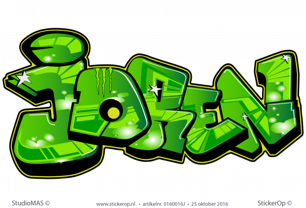 Muursticker graffiti in Monster kleuren - Joren muursticker graffiti type A Joren