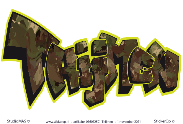 Muurstickers graffiti in camouflage kleuren - Thijmen - muursticker graffiti camouflage -Thijmen