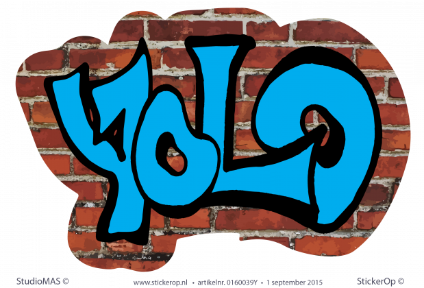 muursticker graffiti stenen muur yolo