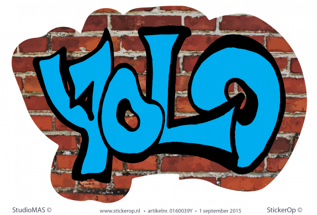 Muursticker graffiti type B - Yolo muursticker graffiti stenen muur yolo